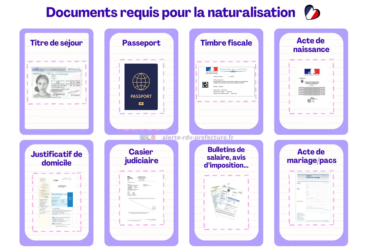 Documents requis pour la naturalisation française